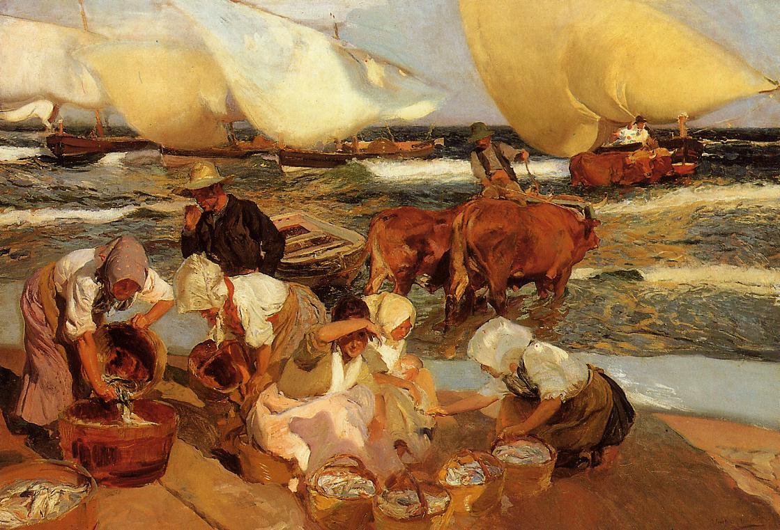 Pláž ve Valencii nebo Odpolední slunce od Joaquín Sorolla