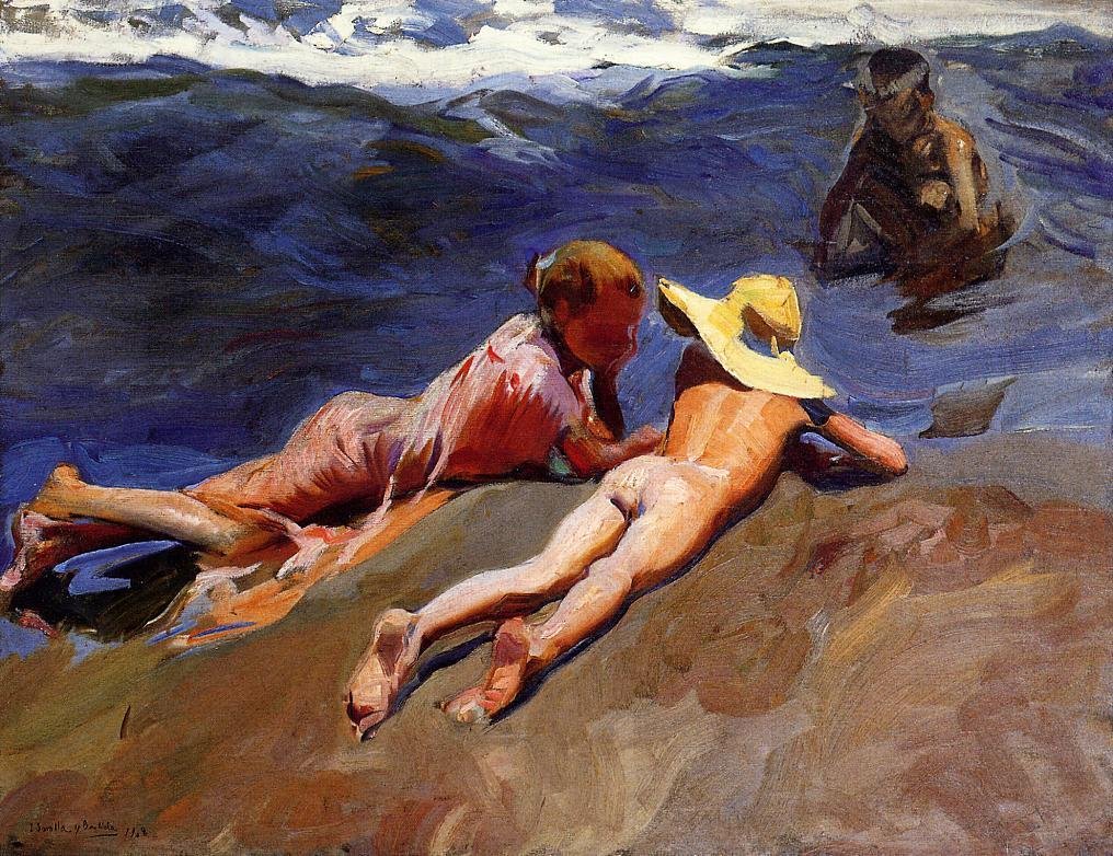  Na písku, Valencia Beachn od Joaquín Sorolla