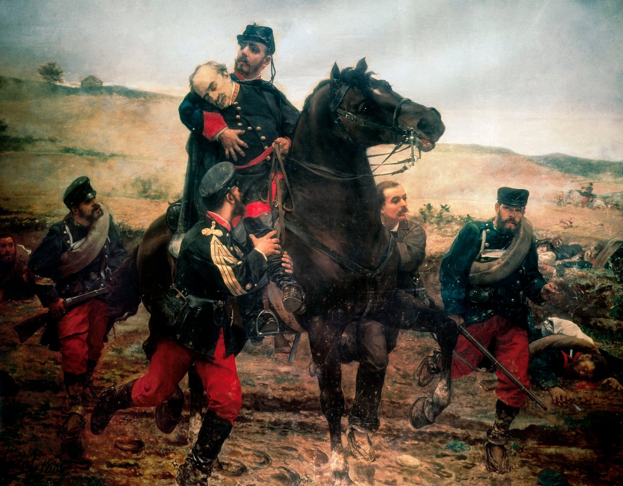Smrt markýze del Duero (třetí karlistická válka). Obraz od Joaquina Agrasota a Johna (1836-1919) od Joaquin Agrasot y Juan