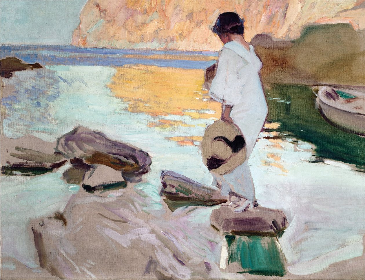 Elena v Cala de San Vicente od Joaquín Sorolla