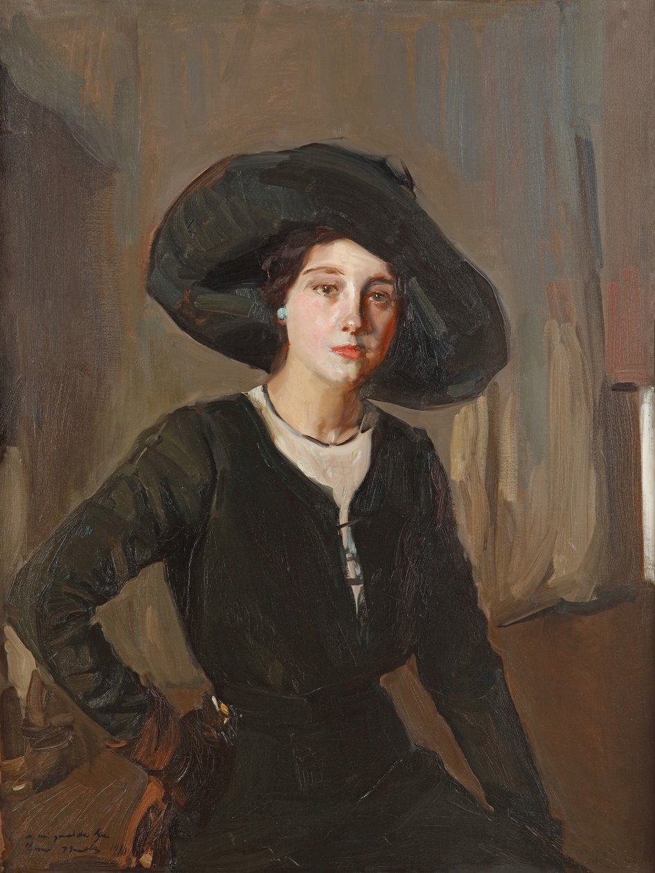 Elena v černém klobouku, 1910. od Joaquín Sorolla