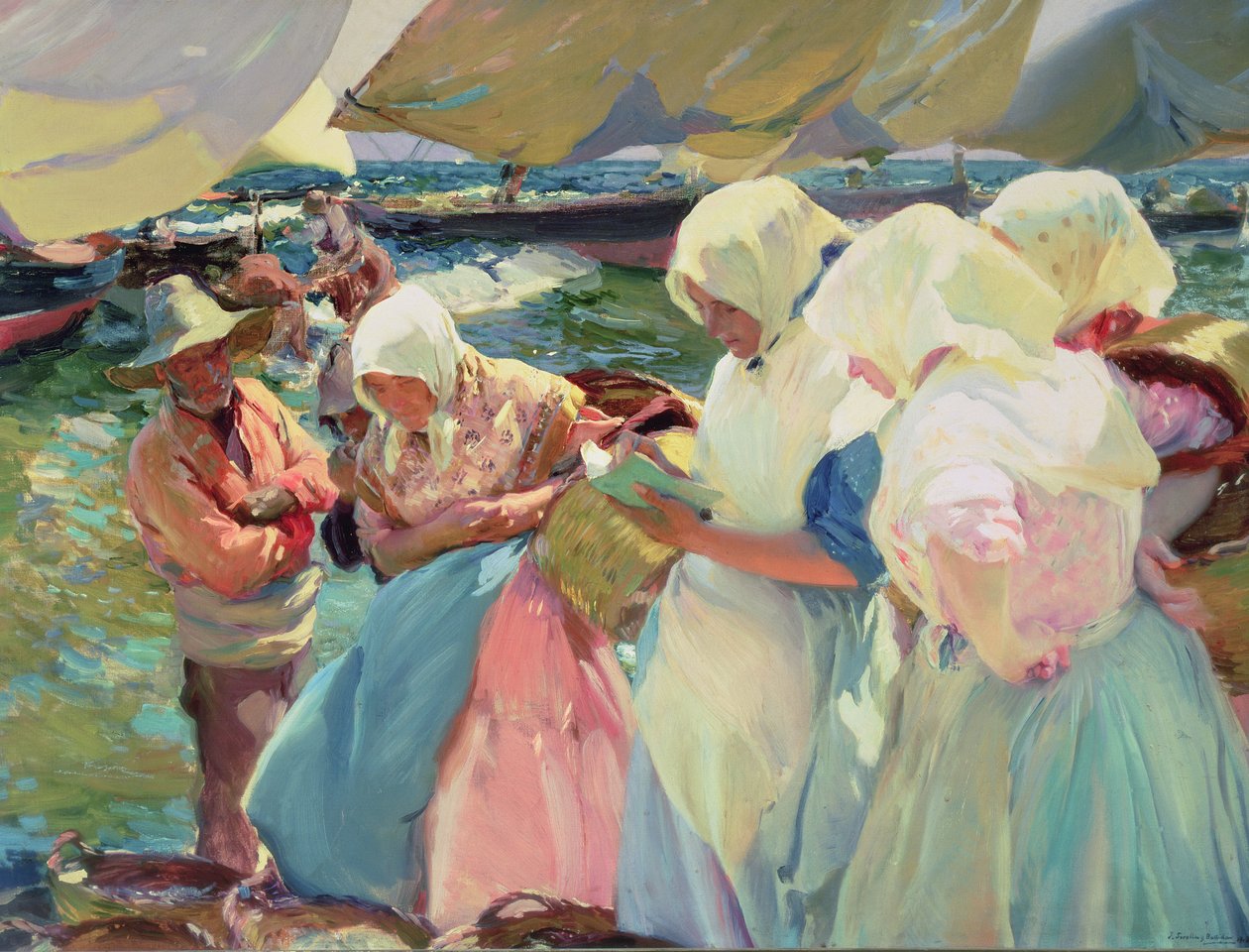 Rybářky na pláži od Joaquin Sorolla y Bastida