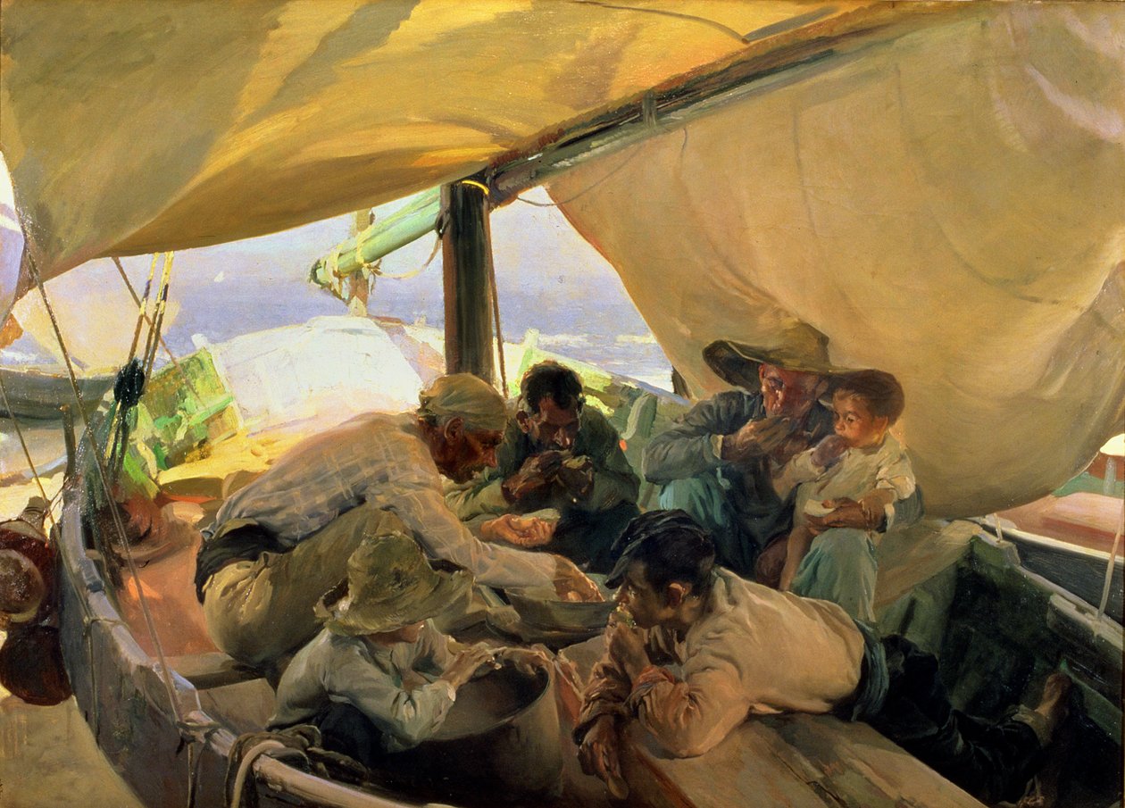 Oběd na lodi od Joaquin Sorolla y Bastida