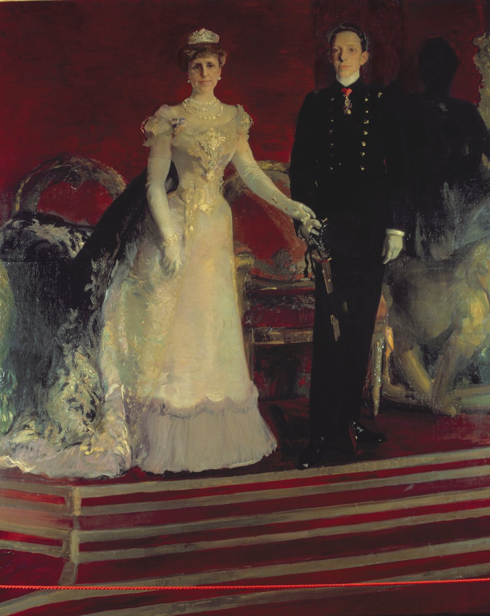 Portrét španělského krále Alfonse XIII. a jeho matky, královny Marie Kristiny od Joaquin Sorolla y Bastida