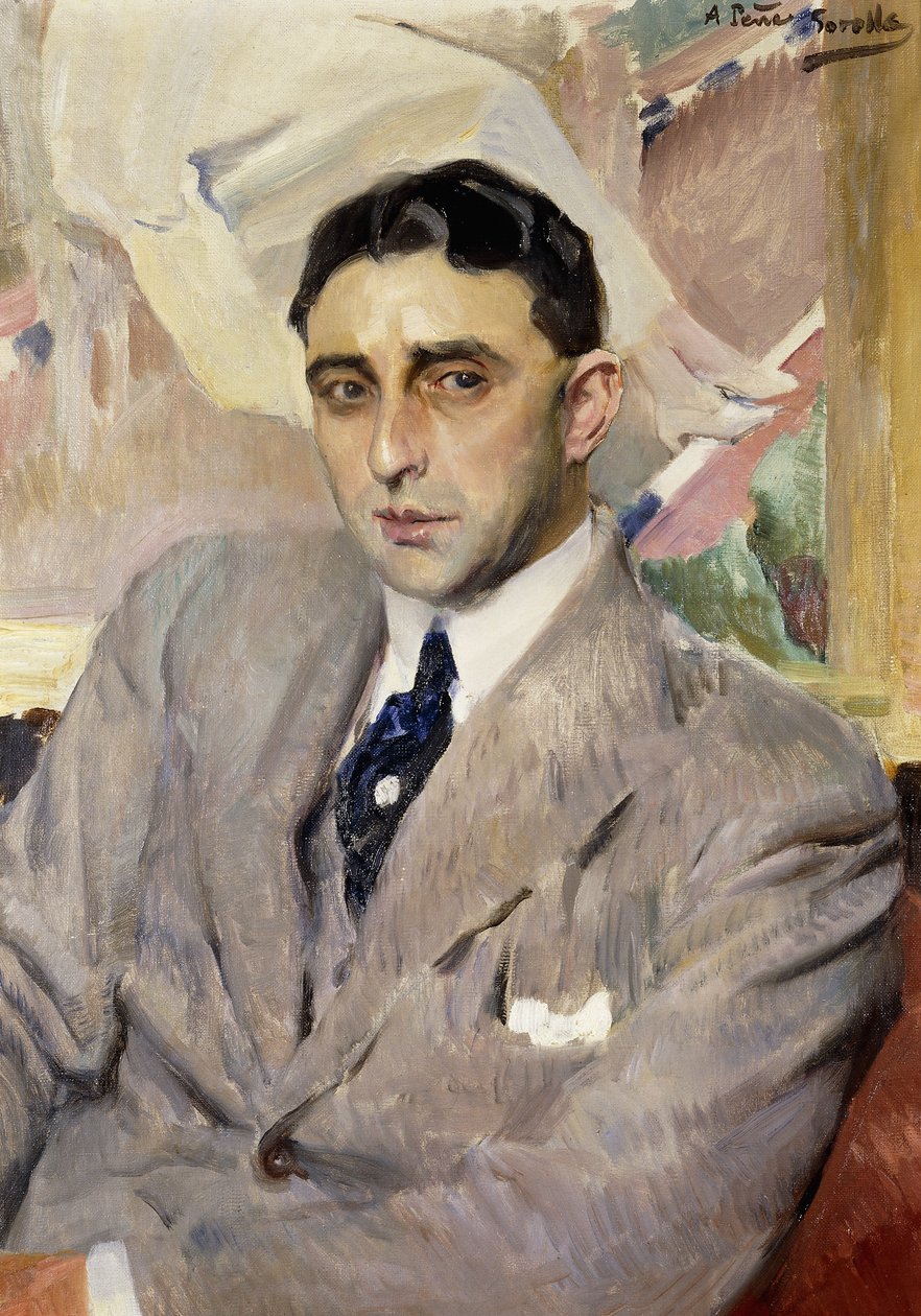 Portrét herce Ramona Peny polodlouhého v šedém obleku, od Joaquín Sorolla