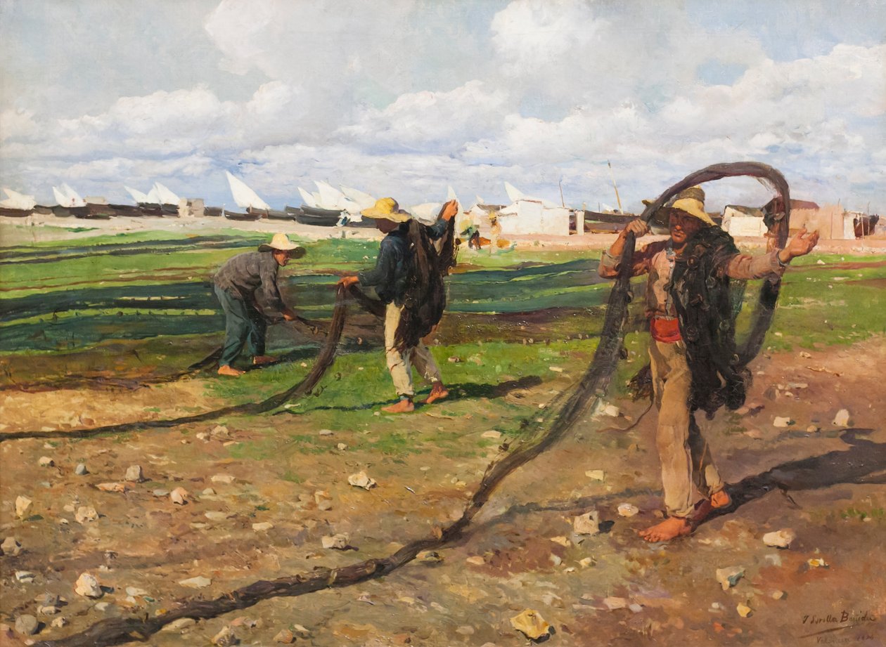 Tahání rybářských sítí od Joaquin Sorolla y Bastida