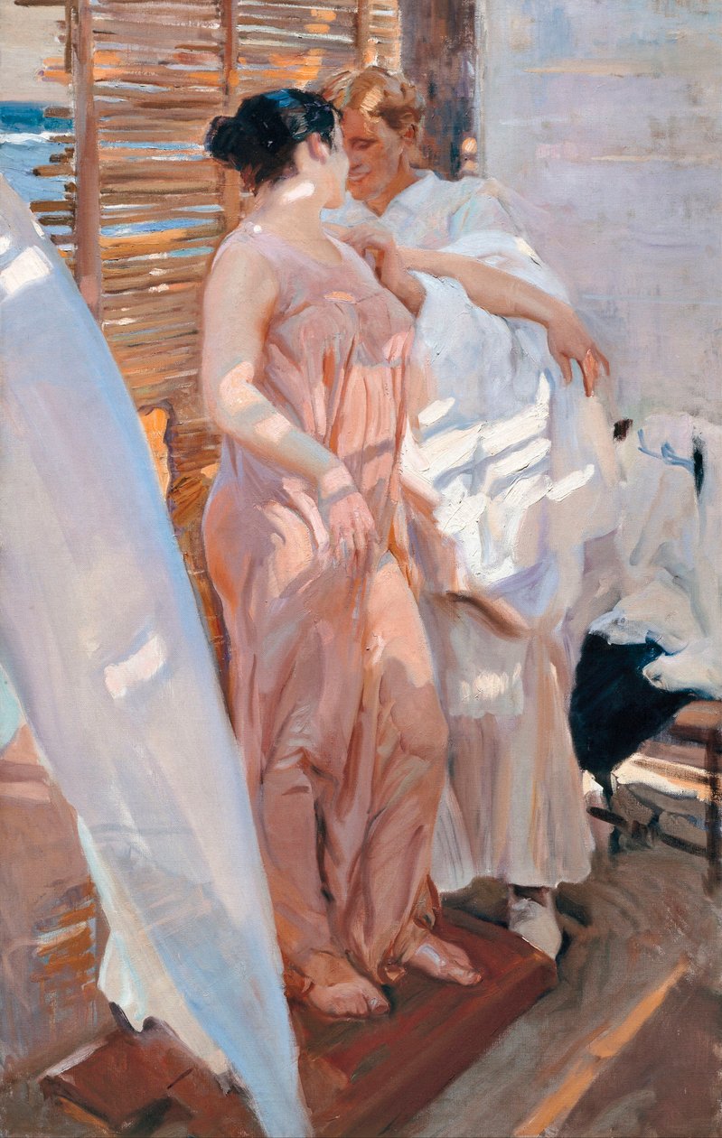 Růžový župan, Po koupeli od Joaquin Sorolla y Bastida