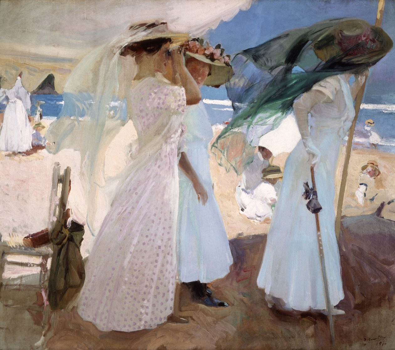 Pod markýzou, Zarauz od Joaquin Sorolla y Bastida