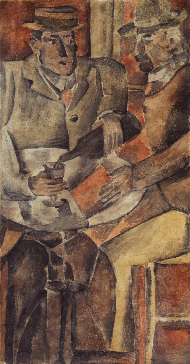 Setkání v kavárně, asi 1926 (tempera na plátně) od Joaquín Torres García