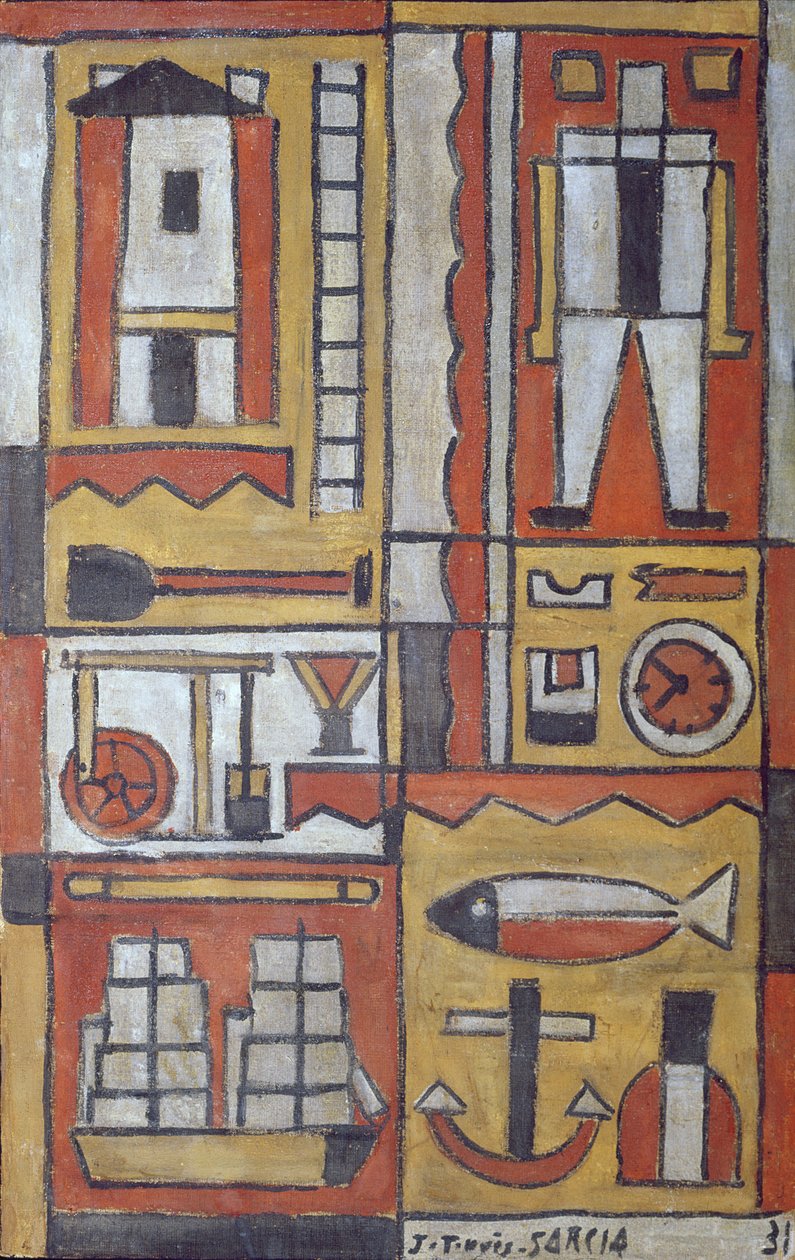 Konstruktivní (tempera na plátně) od Joaquin Torres Garcia