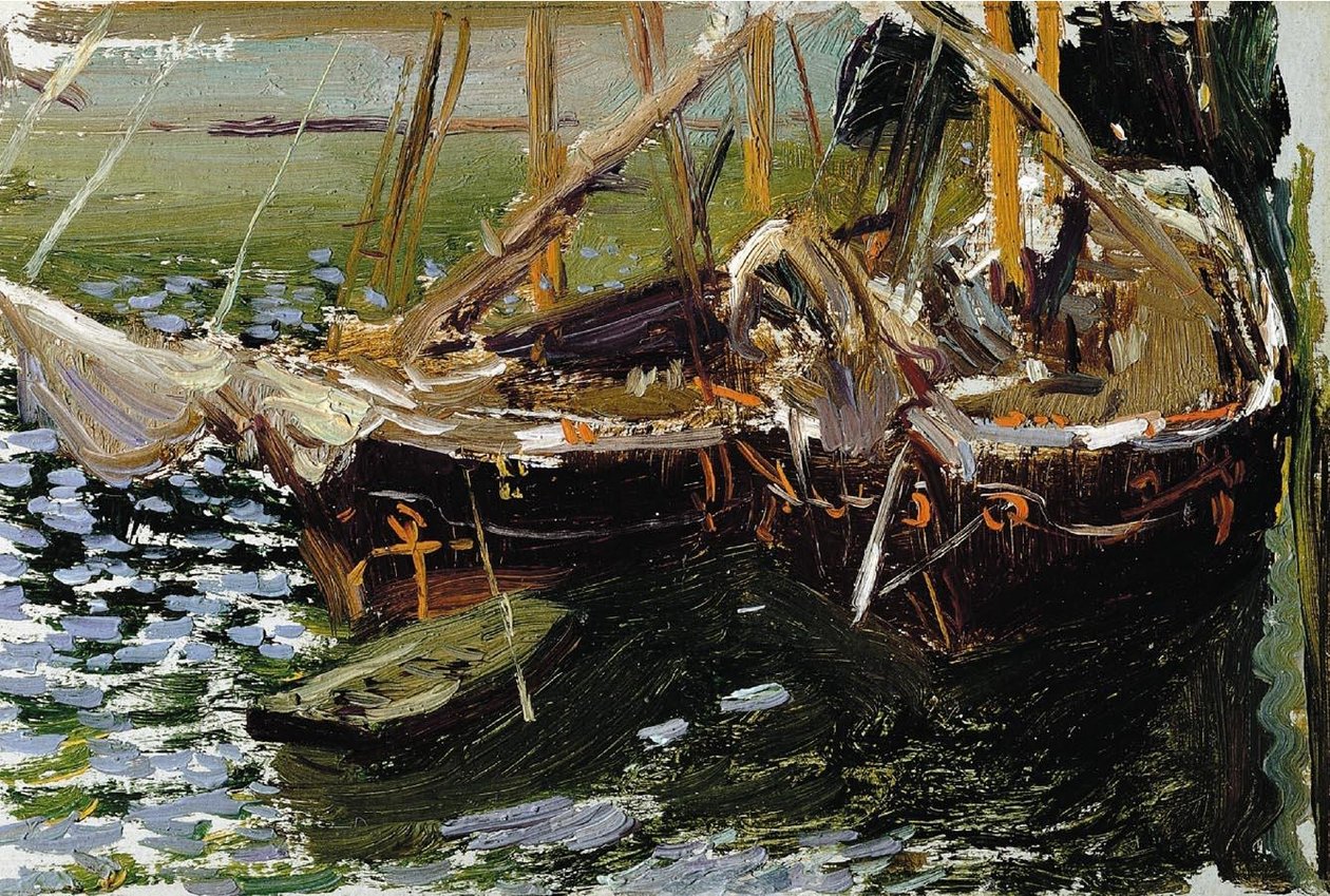 Lodě v přístavu od Joaquín Sorolla