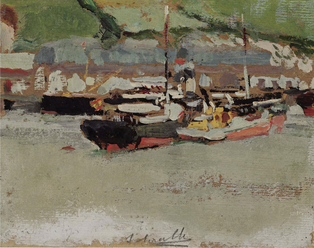 Lodě v přístavu od Joaquín Sorolla