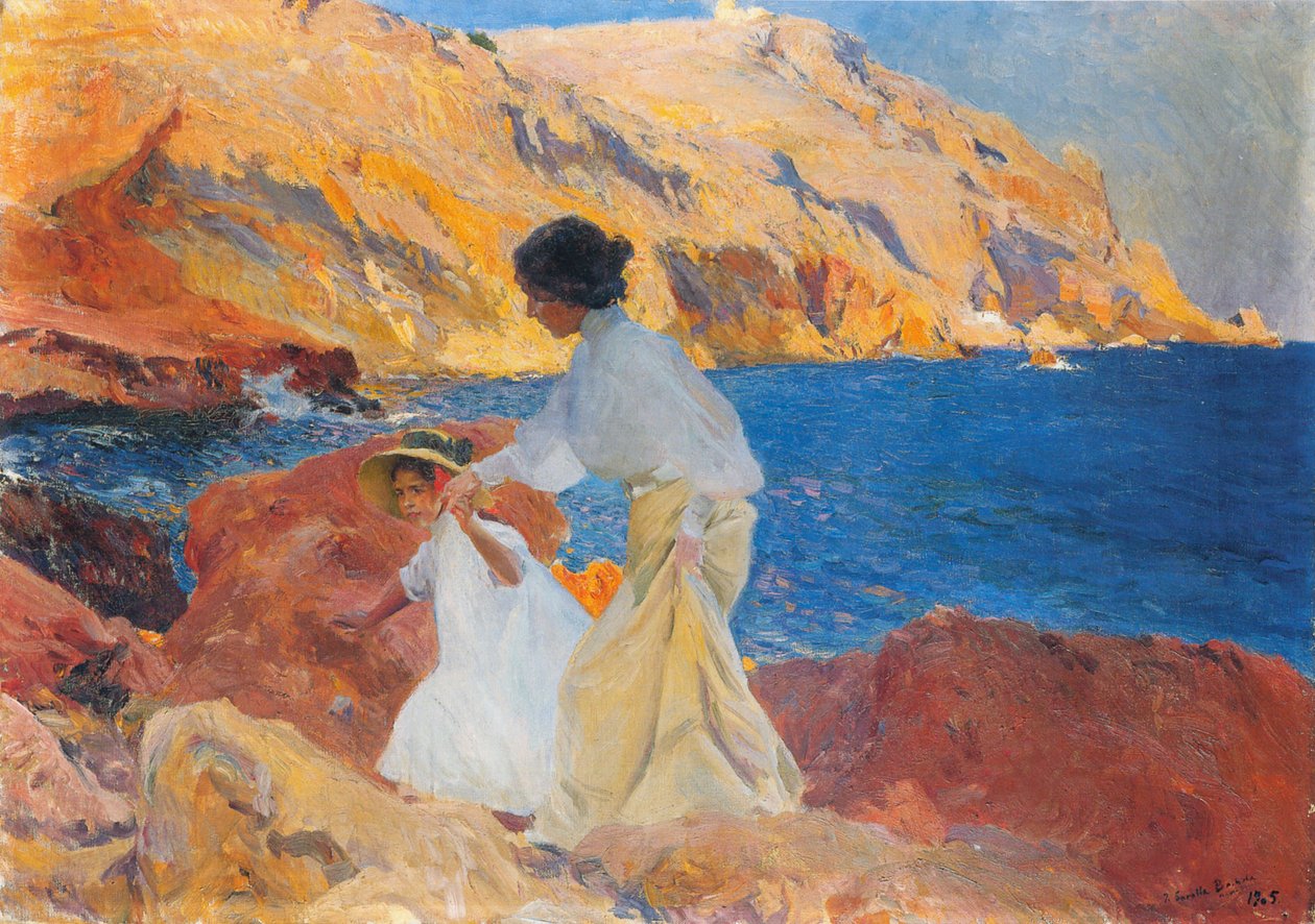 Clotilde a Elena ve skalách od Joaquín Sorolla