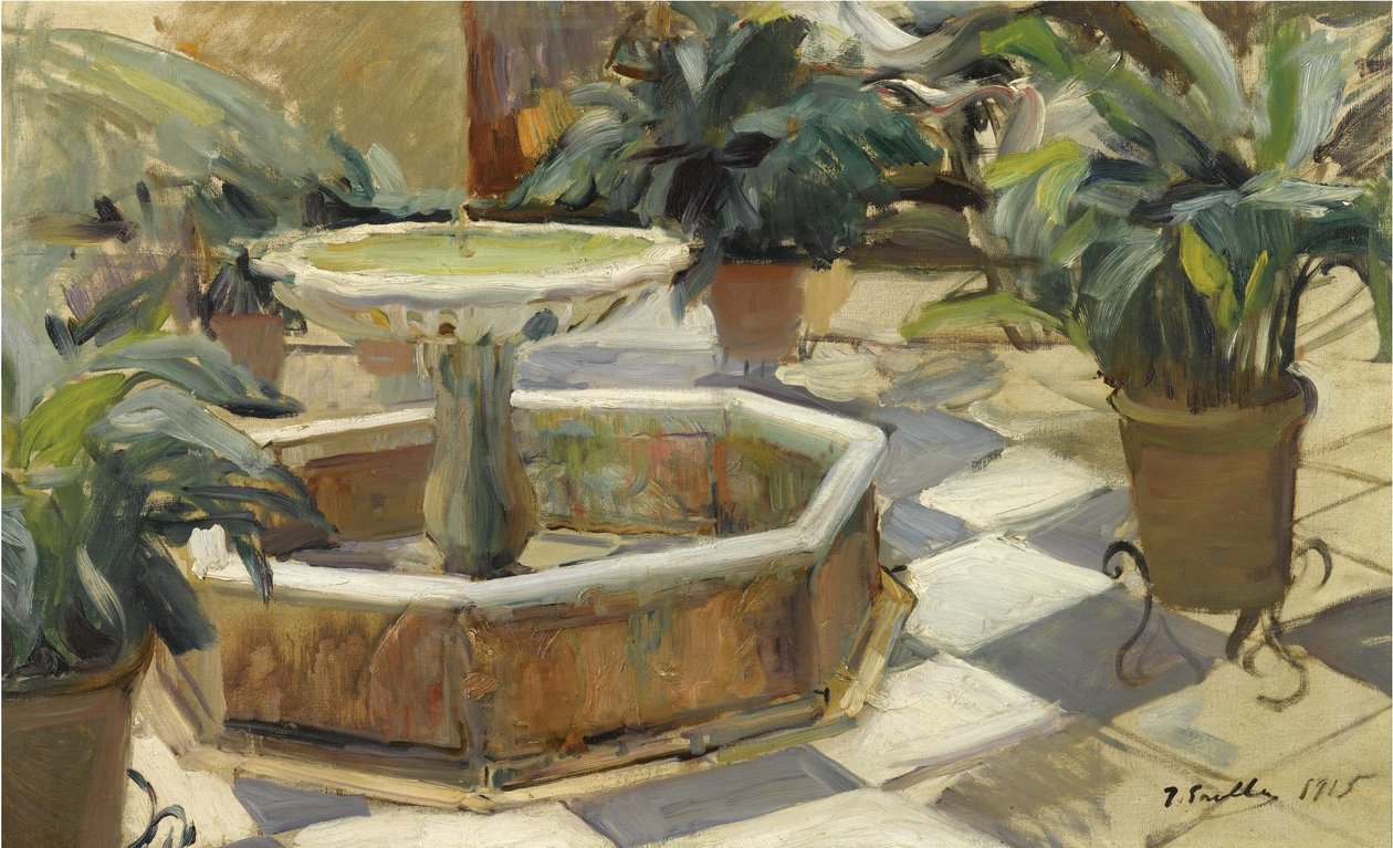 Fontána na sevillské terase od Joaquín Sorolla
