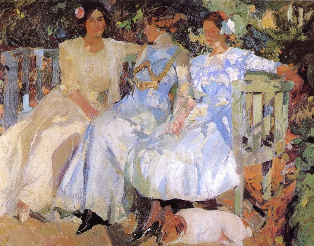 Moje žena a dcery v zahradě od Joaquín Sorolla