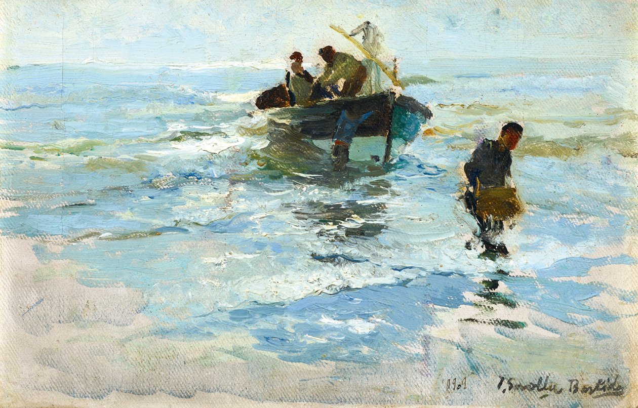 Vyzvednutí lodi, pláž Valencia od Joaquín Sorolla