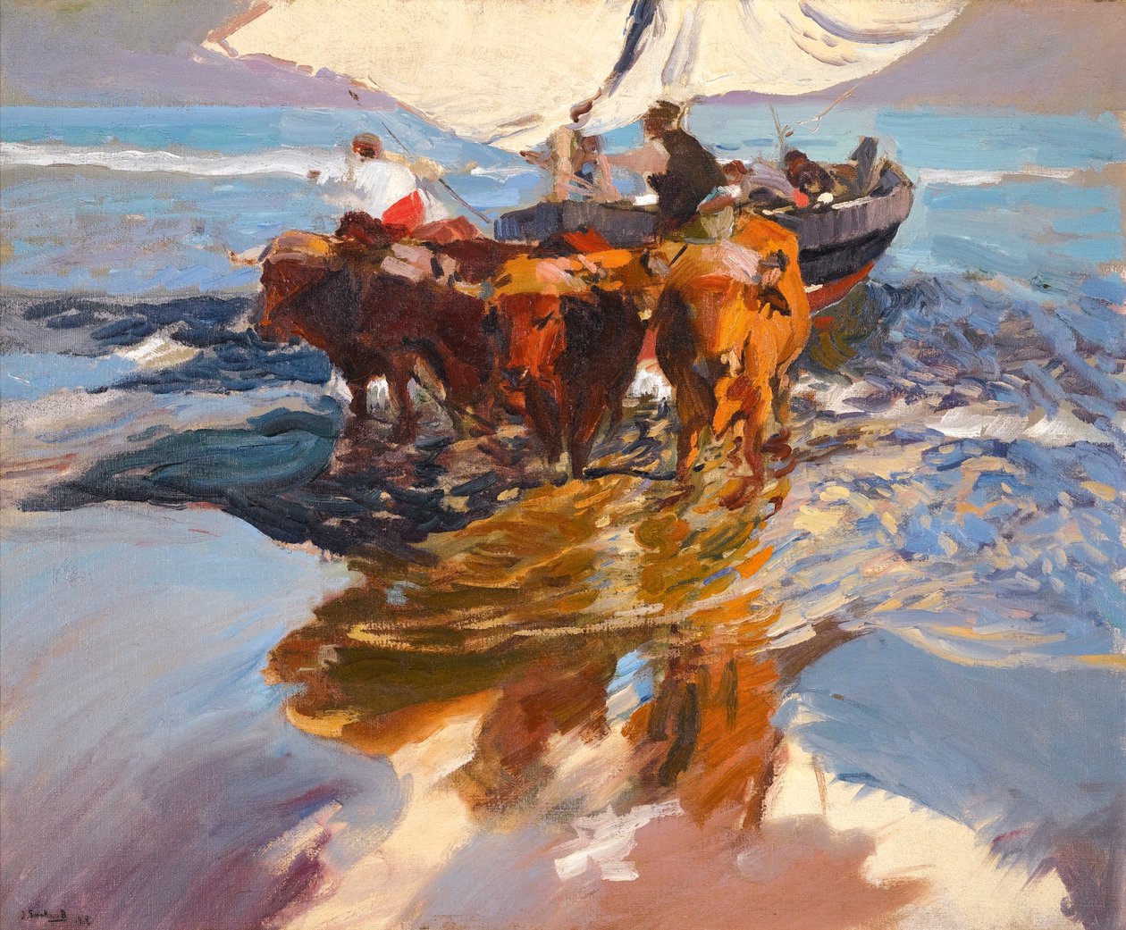 Rybářská prohlídka, pláž Valencia od Joaquín Sorolla