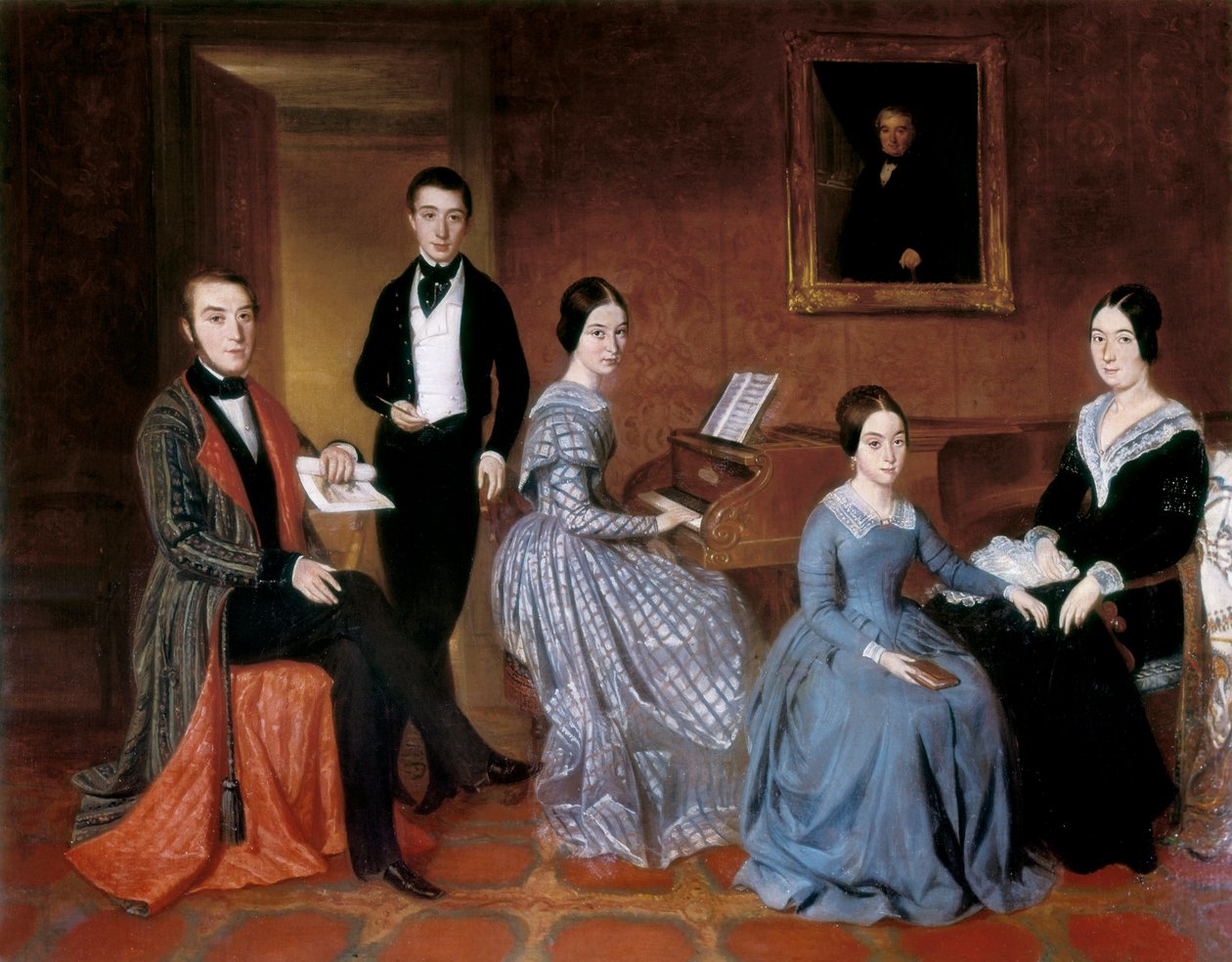 Rodina Flaquerů. Obraz od Joaquina Espaltera y Rulla (1809-1880). Olej na plátně od Joaquín Espalter y Rull