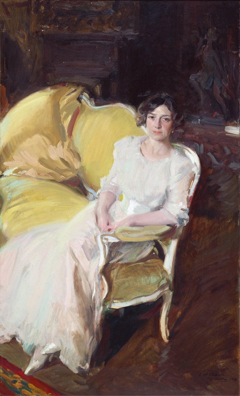 Clotilde sedí na pohovce, 1910. od Joaquín Sorolla