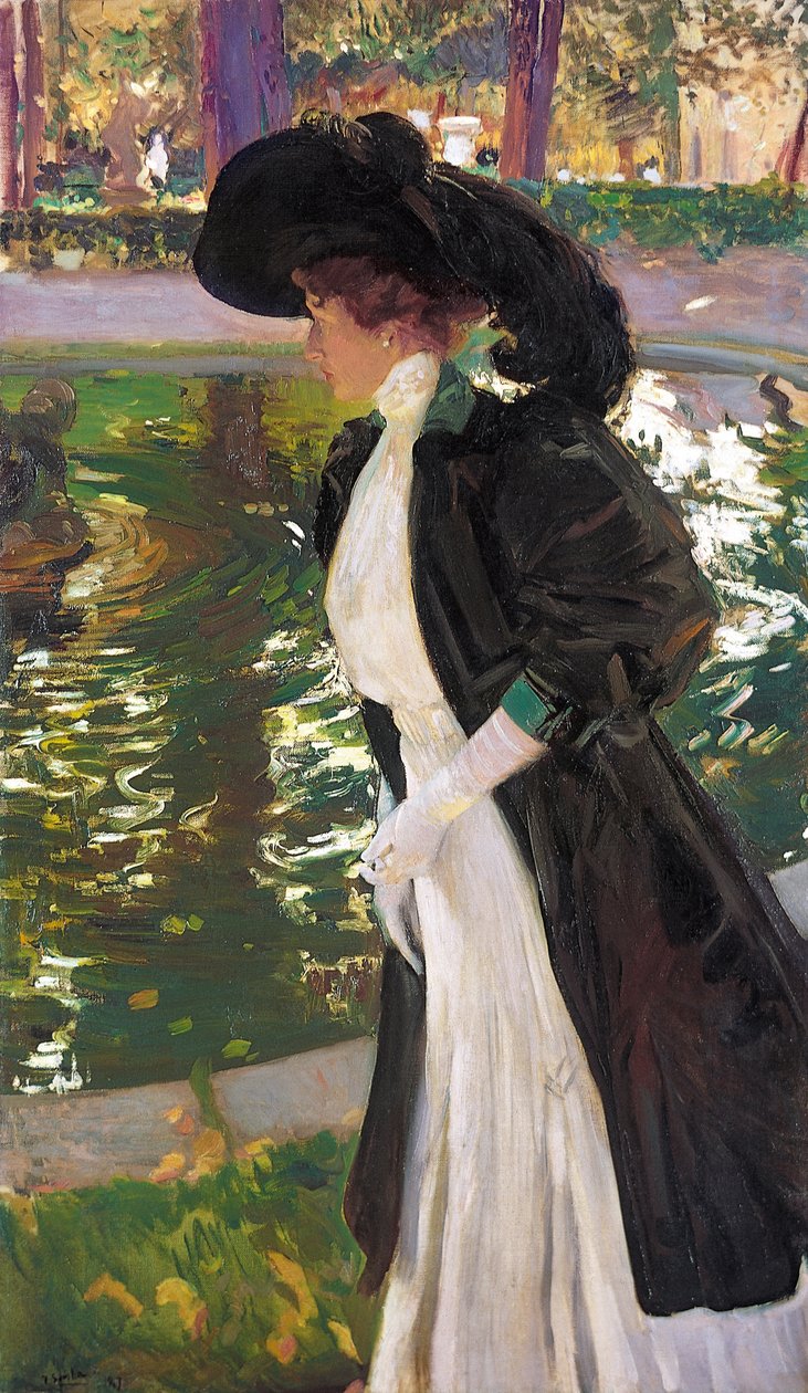Clotilde na procházce v zahradách La Granja, 1907. od Joaquín Sorolla