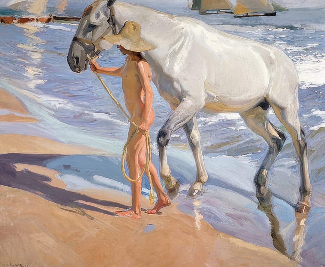 Koňská koupel. 1909 od Joaquín Sorolla