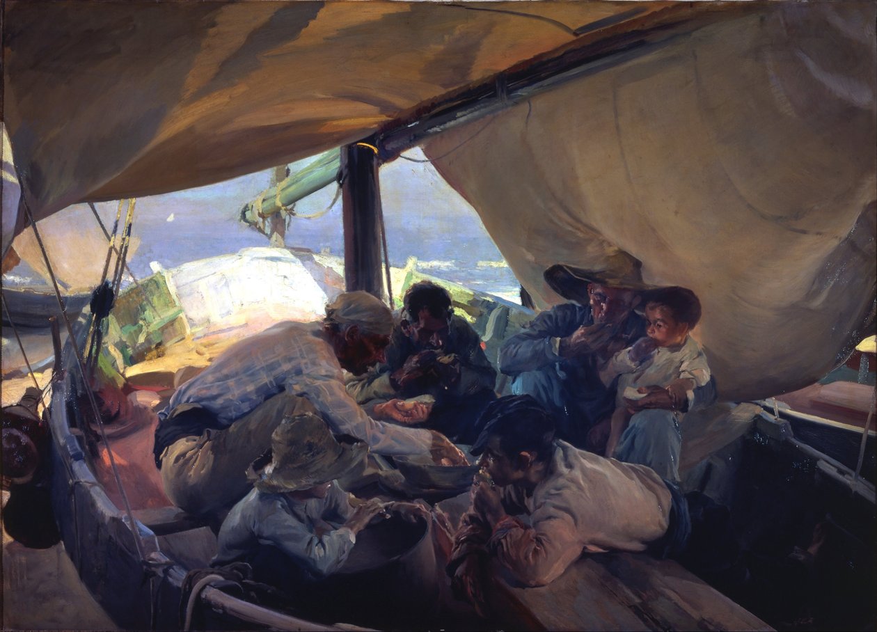 Oběd na lodi od Joaquín Sorolla