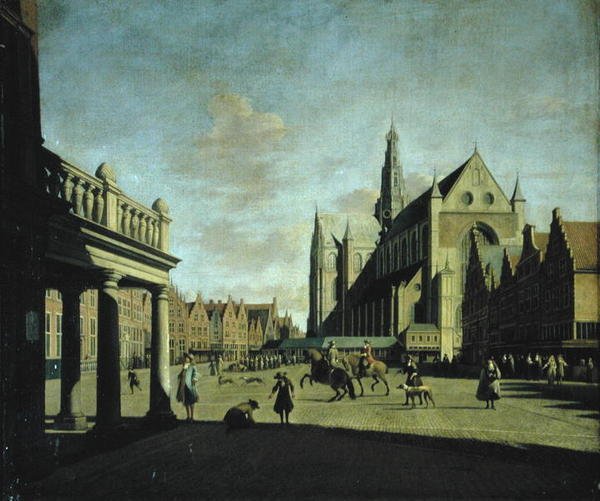 Haarlem Market Place (olej na panelu) od Job Berckheyde