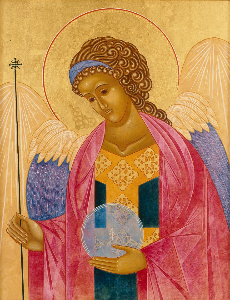 Archanděl Michael, 2003 (vaječná tempera a 24karátové zlato na dřevě) od Jodi Simmons