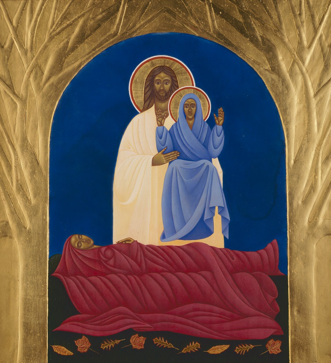 Uspávání, 2006 (vaječná tempera a 24karátové zlato na dřevě) od Jodi Simmons