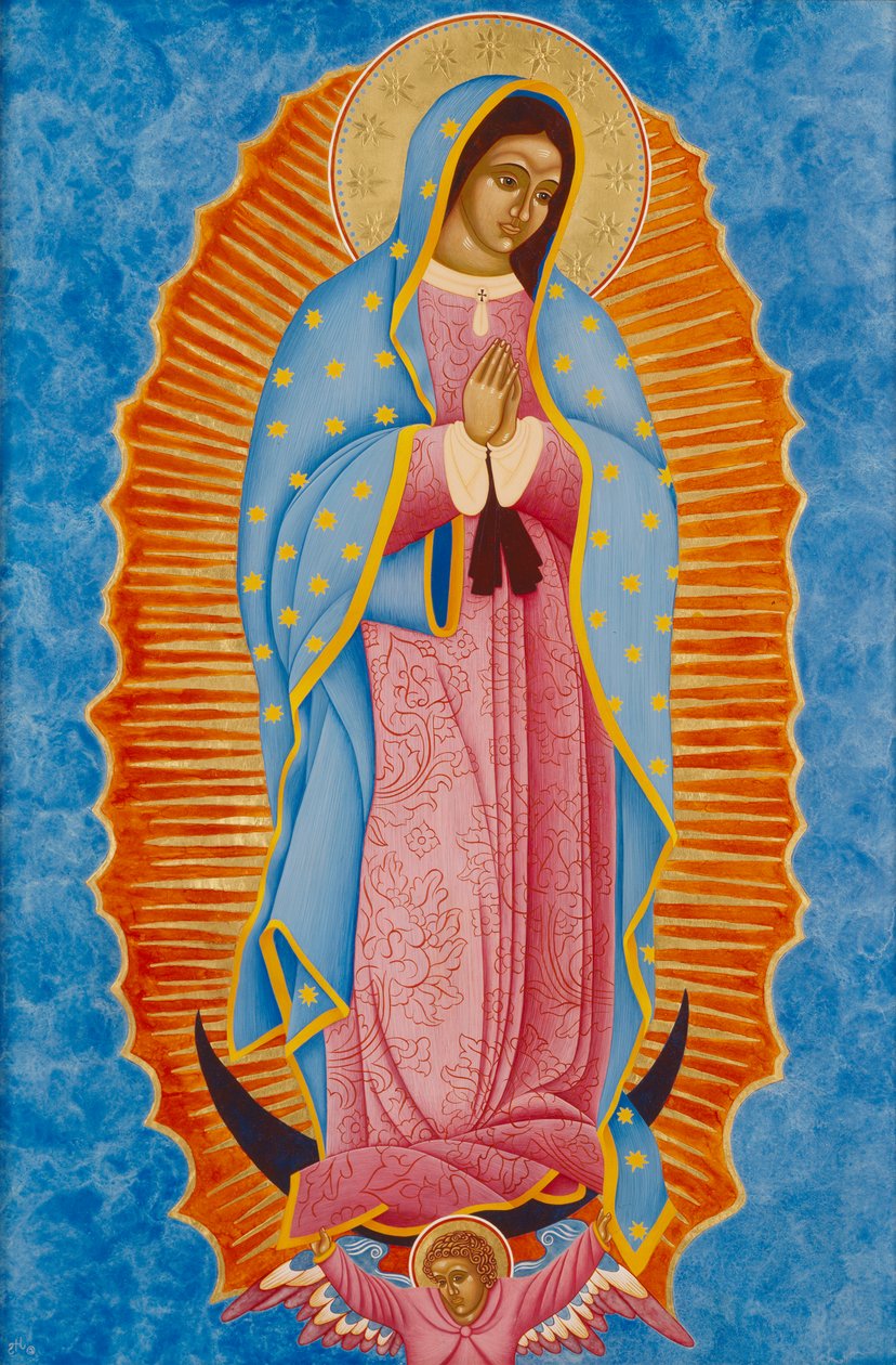 Guadalupe, 2005 (vaječná tempera a 24karátové zlato na dřevě) od Jodi Simmons