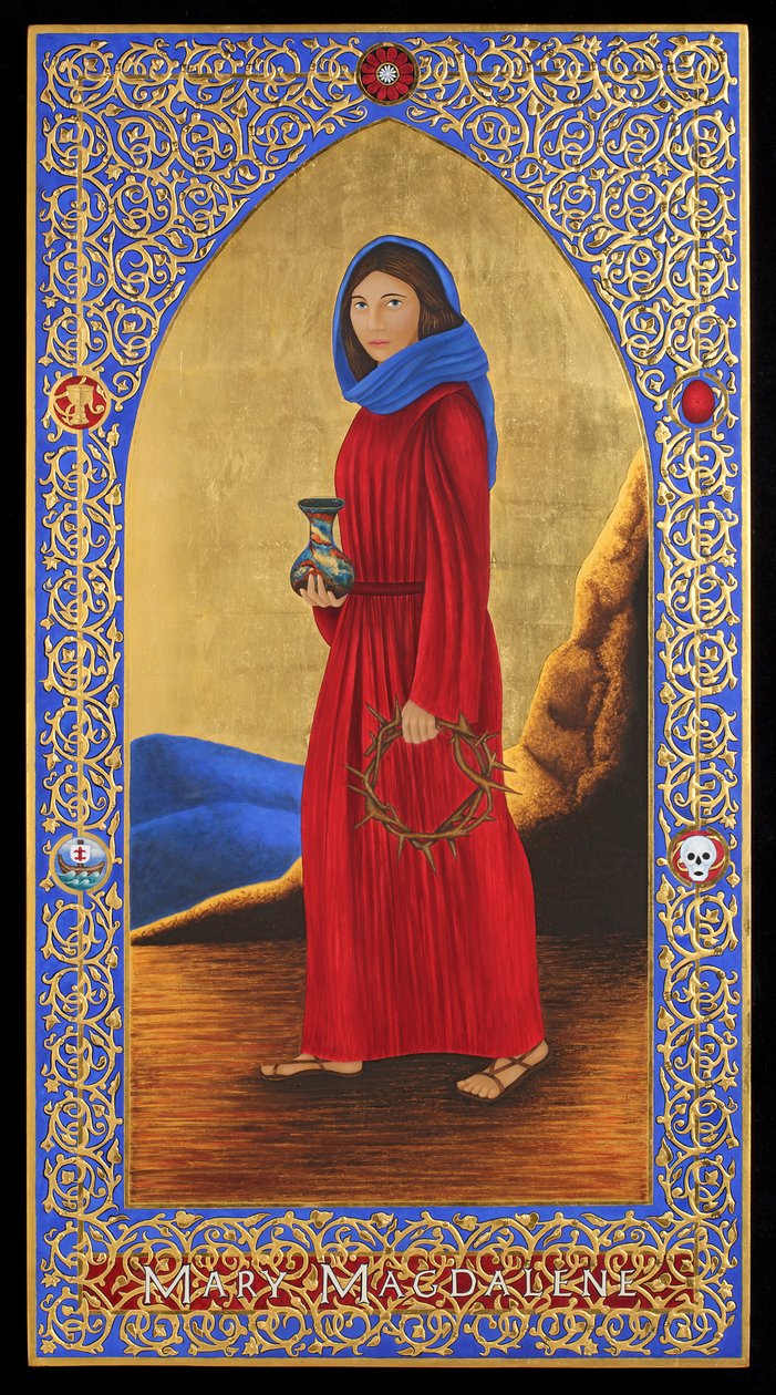 Marie Magdaléna, 2016 (vaječná tempera a 24karátové zlato na dřevě) od Jodi Simmons