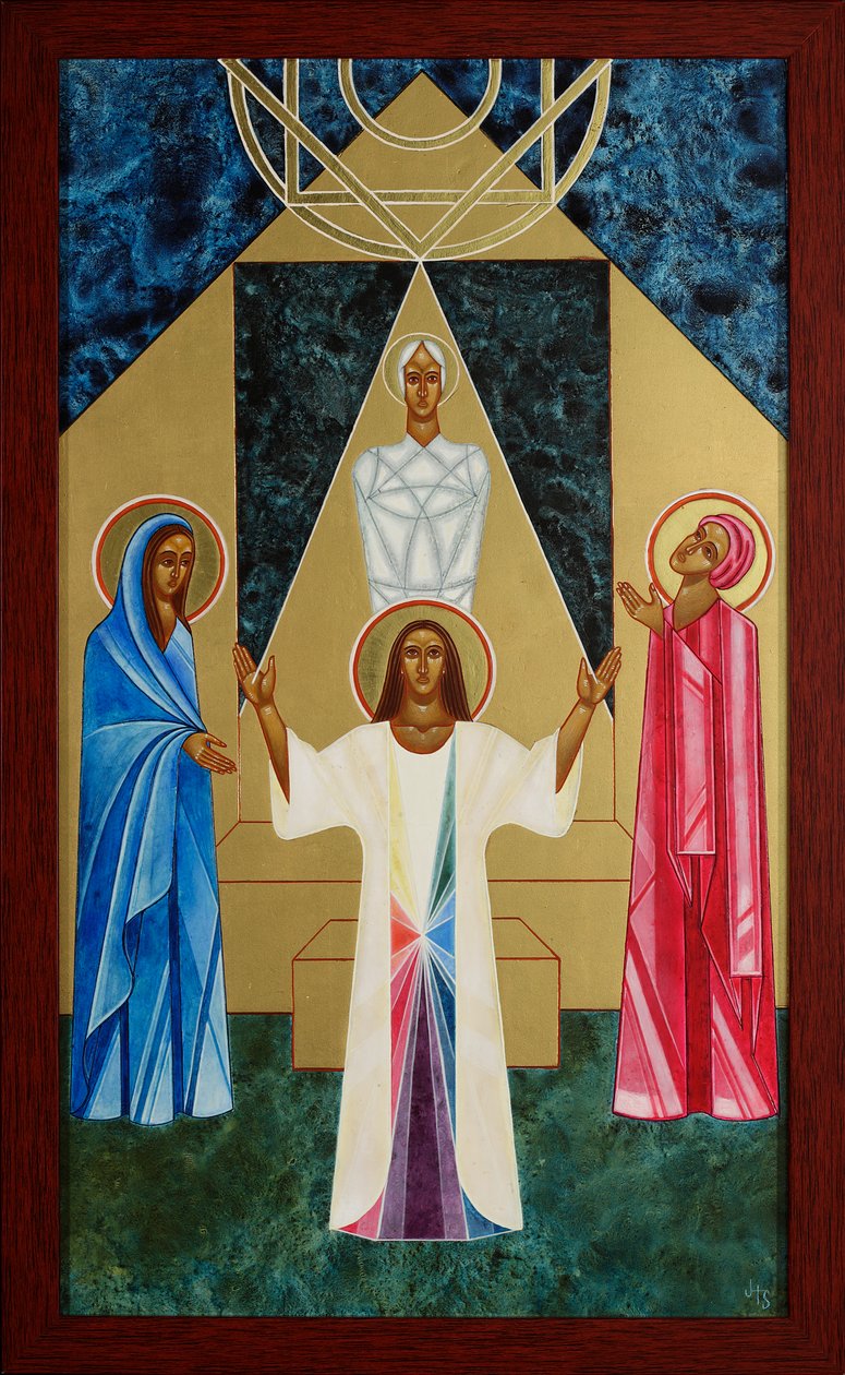 Vzkříšení Lazara, 2011 (vaječná tempera a 24karátové zlato na dřevě) od Jodi Simmons
