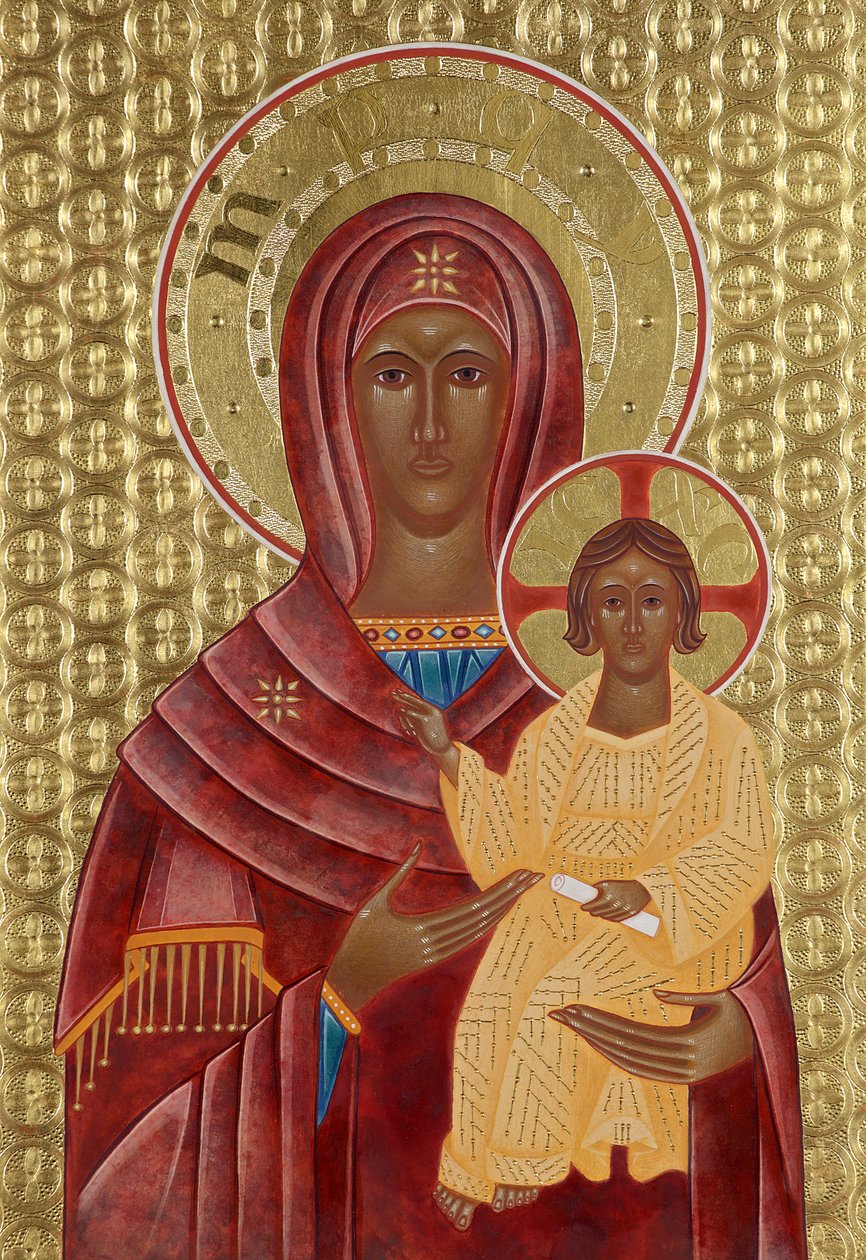 Suverénní cesta, 2004 (vaječná tempera a 24karátové zlato na dřevě) od Jodi Simmons