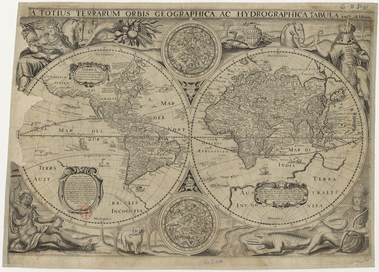 Mapa světa, 1631 od Jodocus Hondius