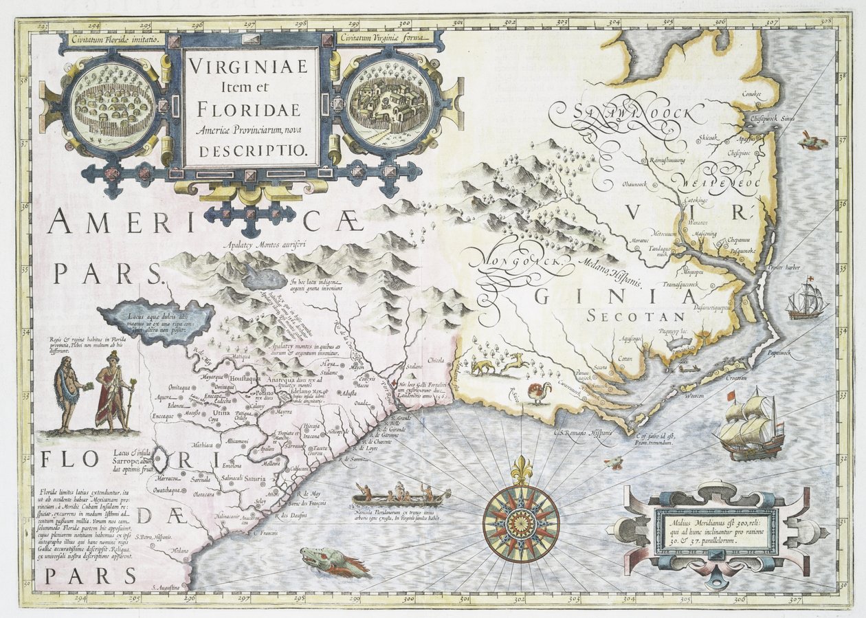 Virginiae item et Floridae Americae provinciarum, nova descriptio, 1636 od Jodocus Hondius
