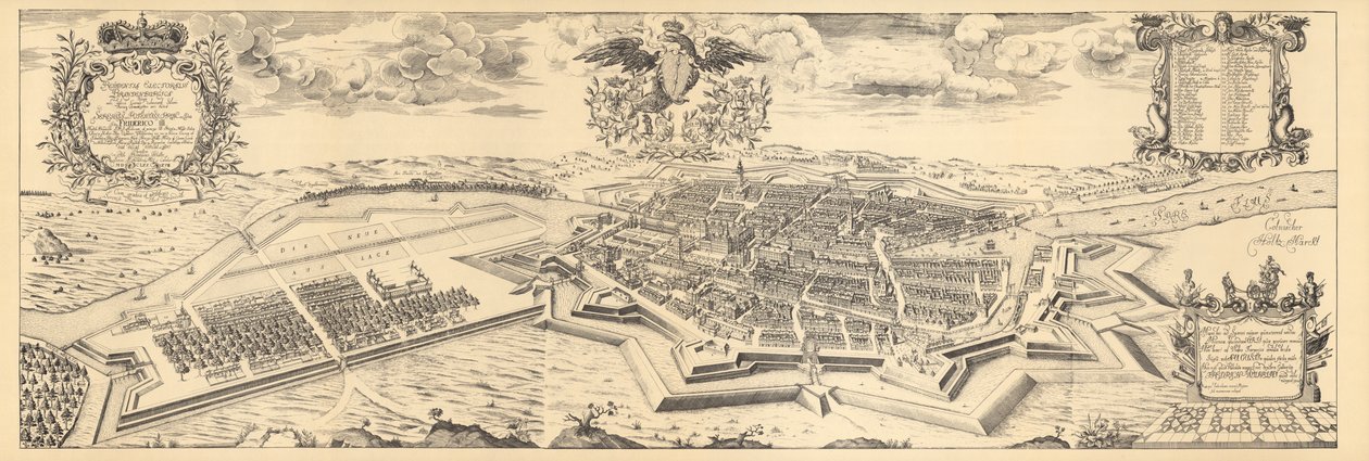 Mapa Berlína a Coellnu, 1688 od Joh. Bernhard Schultz
