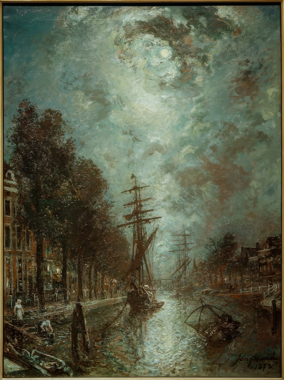 Kanál v Rotterdamu, New Harbor od Johan Barthold Jongkind