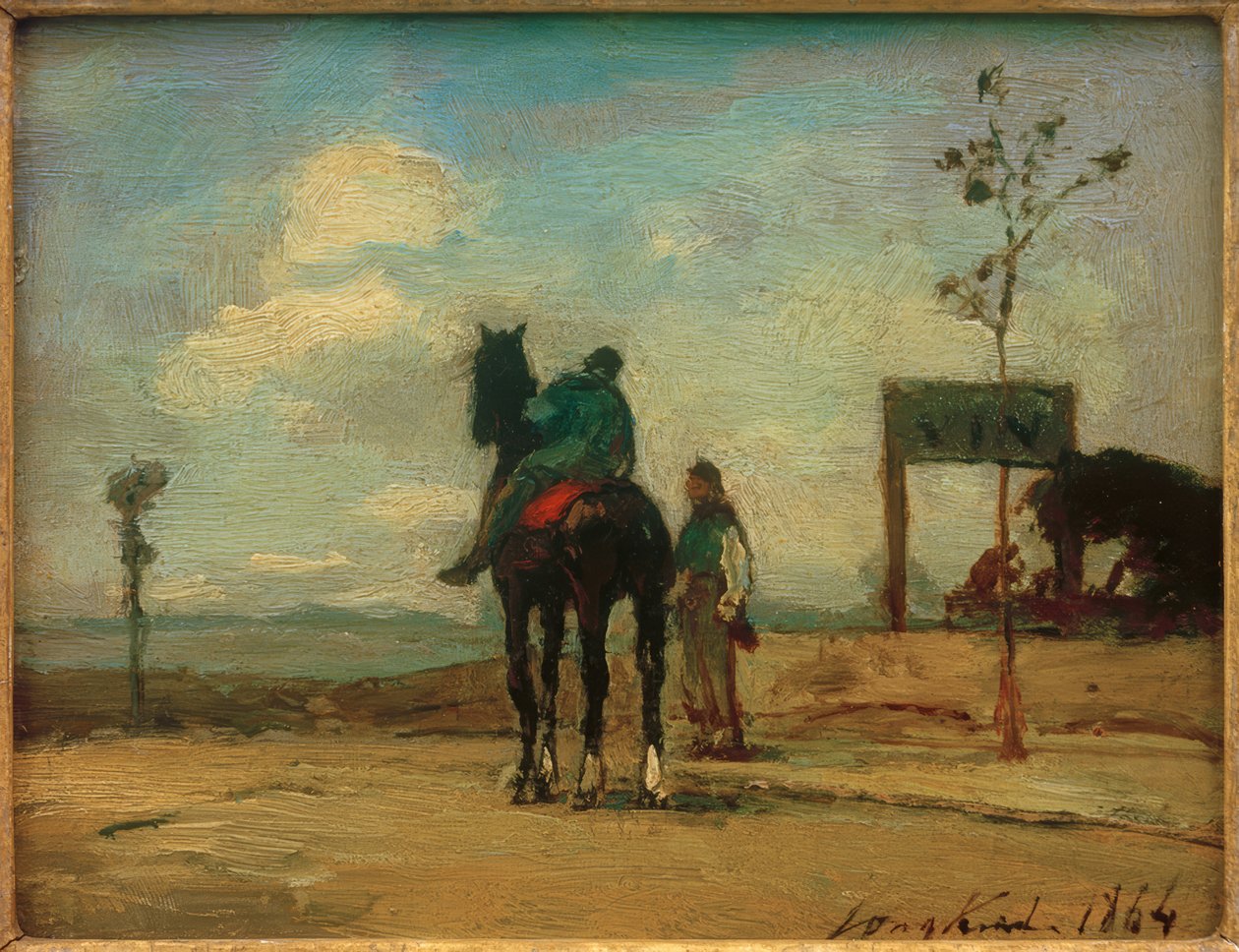Jezdec a postava v krajině od Johan Barthold Jongkind