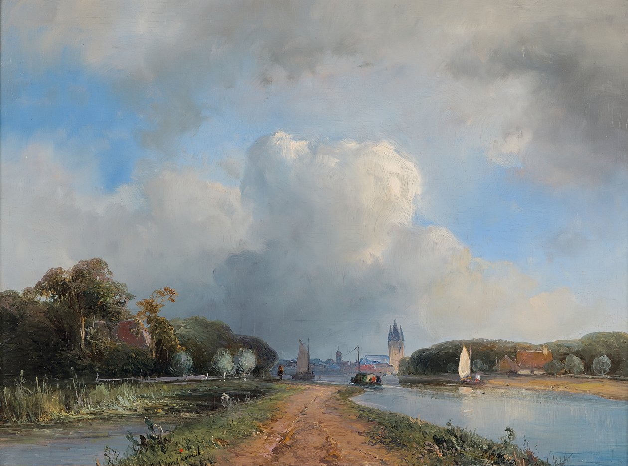 Pohled na Vliet poblíž Delft, 1844 od Johan Barthold Jongkind