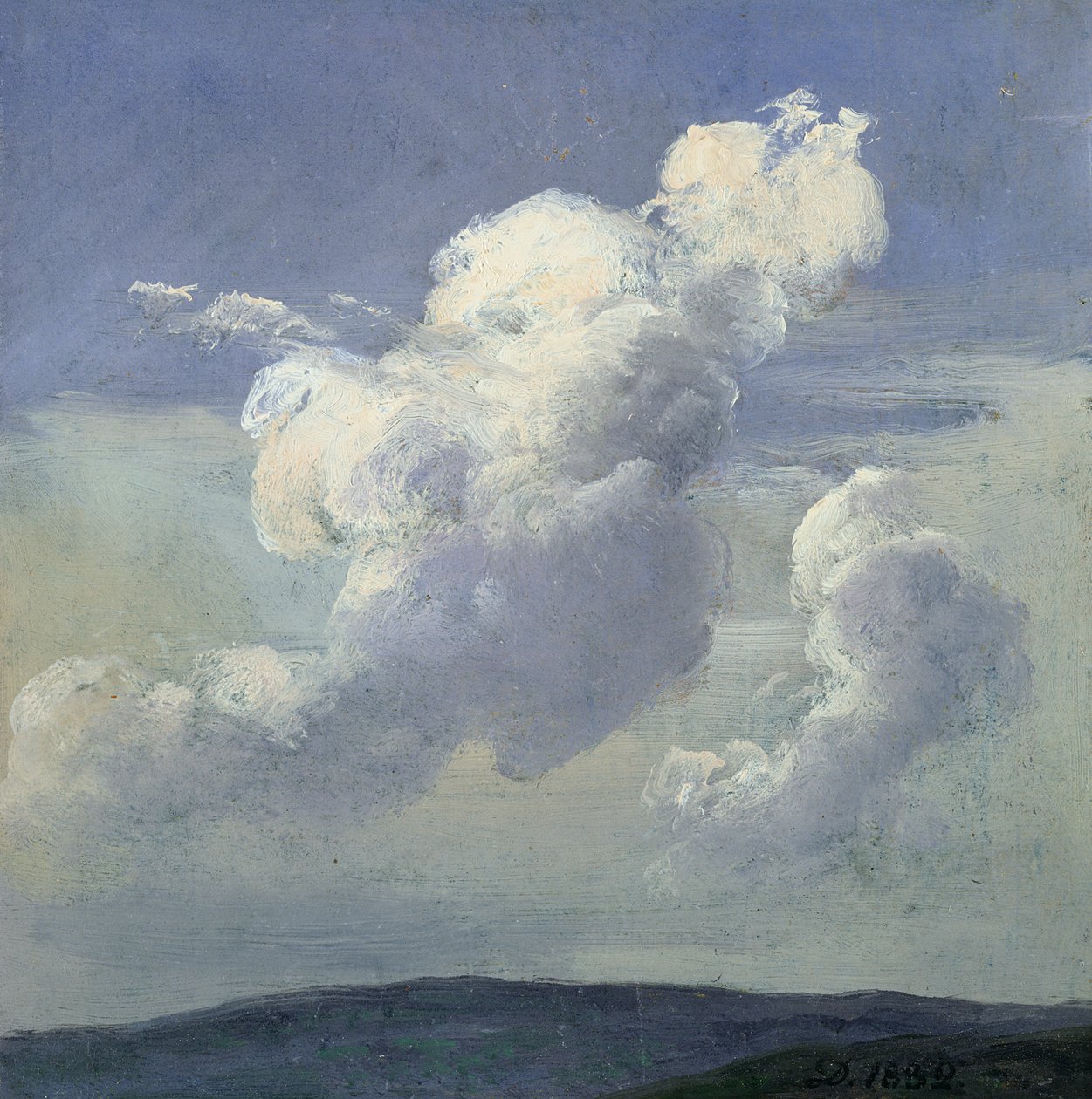 Cloud Study, 1832 (olej na papíře položený na kartičce) od Johan Christian Dahl