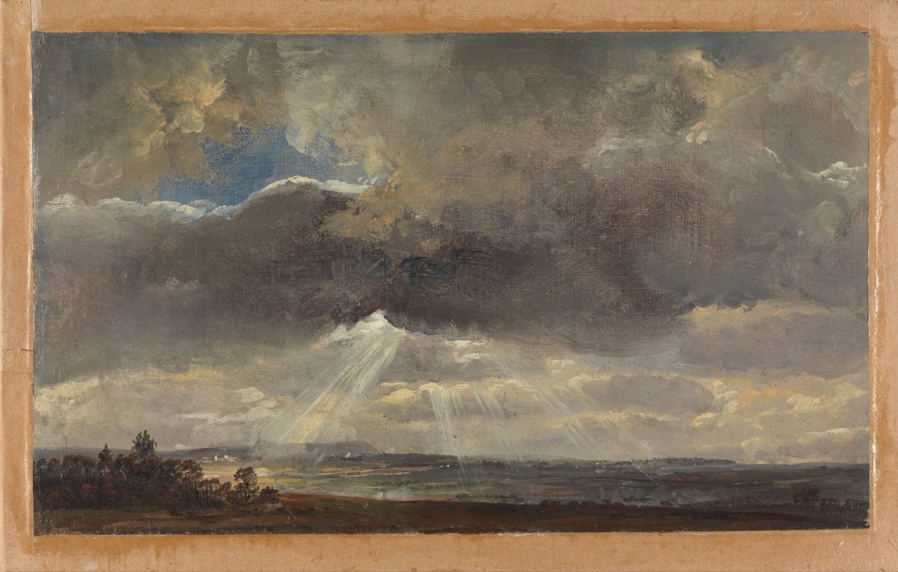 Mraky a sluneční paprsky nad Windbergem u Drážďan od Johan Christian Dahl