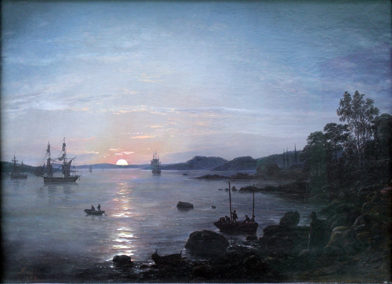 Fjord u Holmestrandu od Johan Christian Dahl