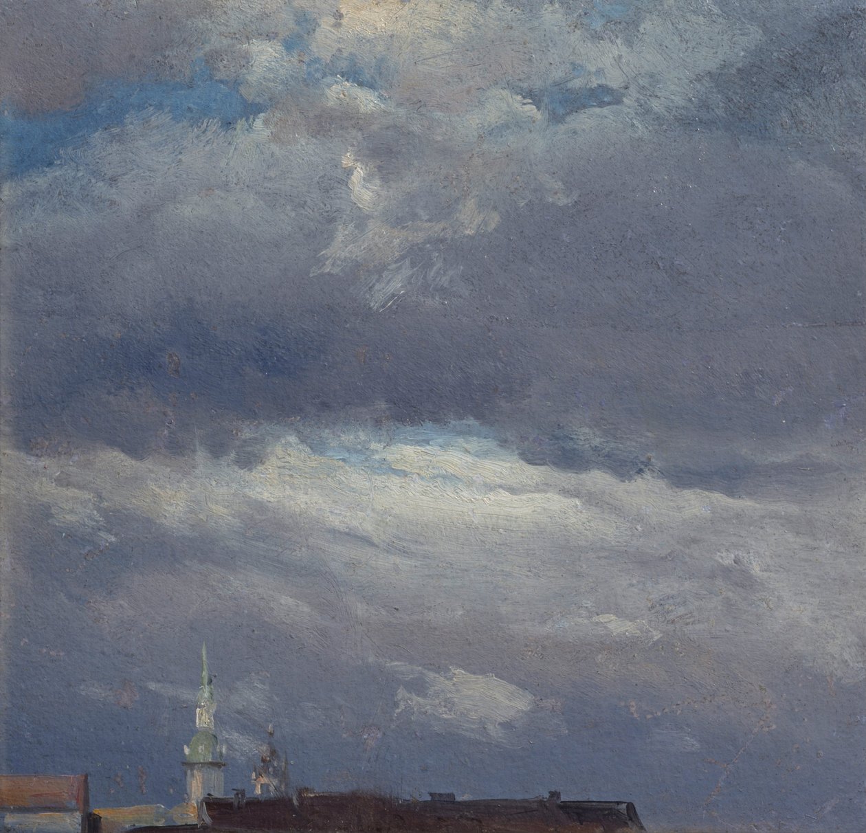 Bouřkové mraky nad zámeckou věží v Drážďanech od Johan Christian Dahl