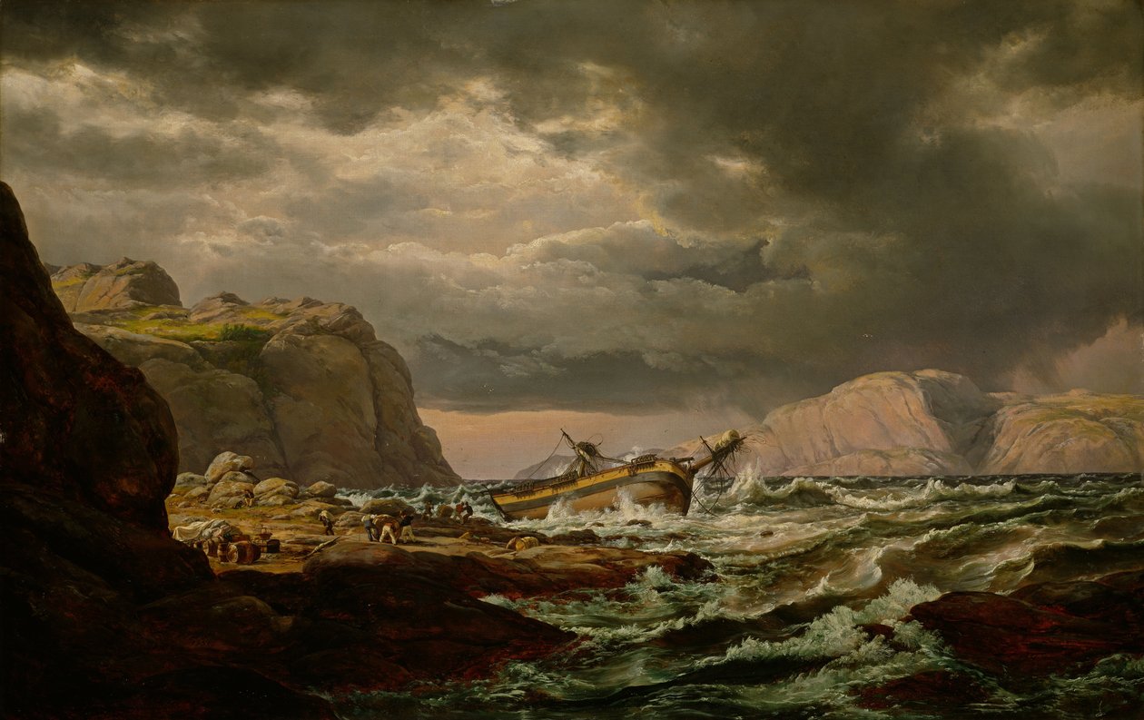 Vrak na pobřeží Norska od Johan Christian Dahl