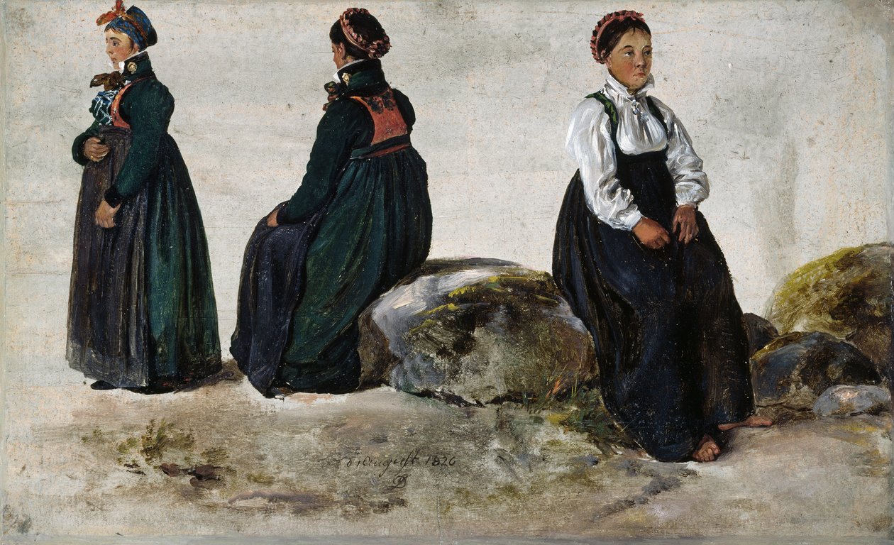 Studie ženských kostýmů od Lesku ve znamení od Johan Christian Dahl