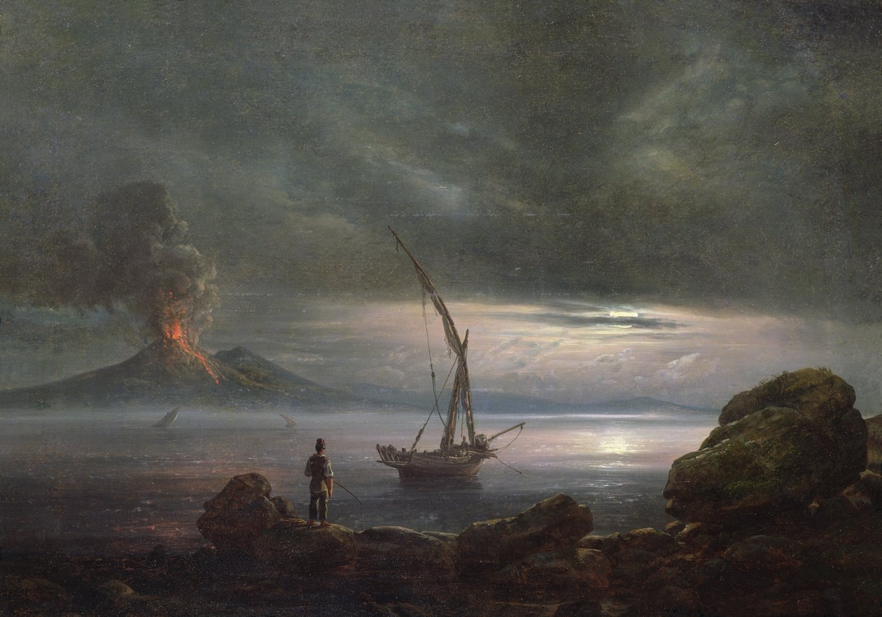 Sopka na večer, Sicílie od Johan Christian Dahl
