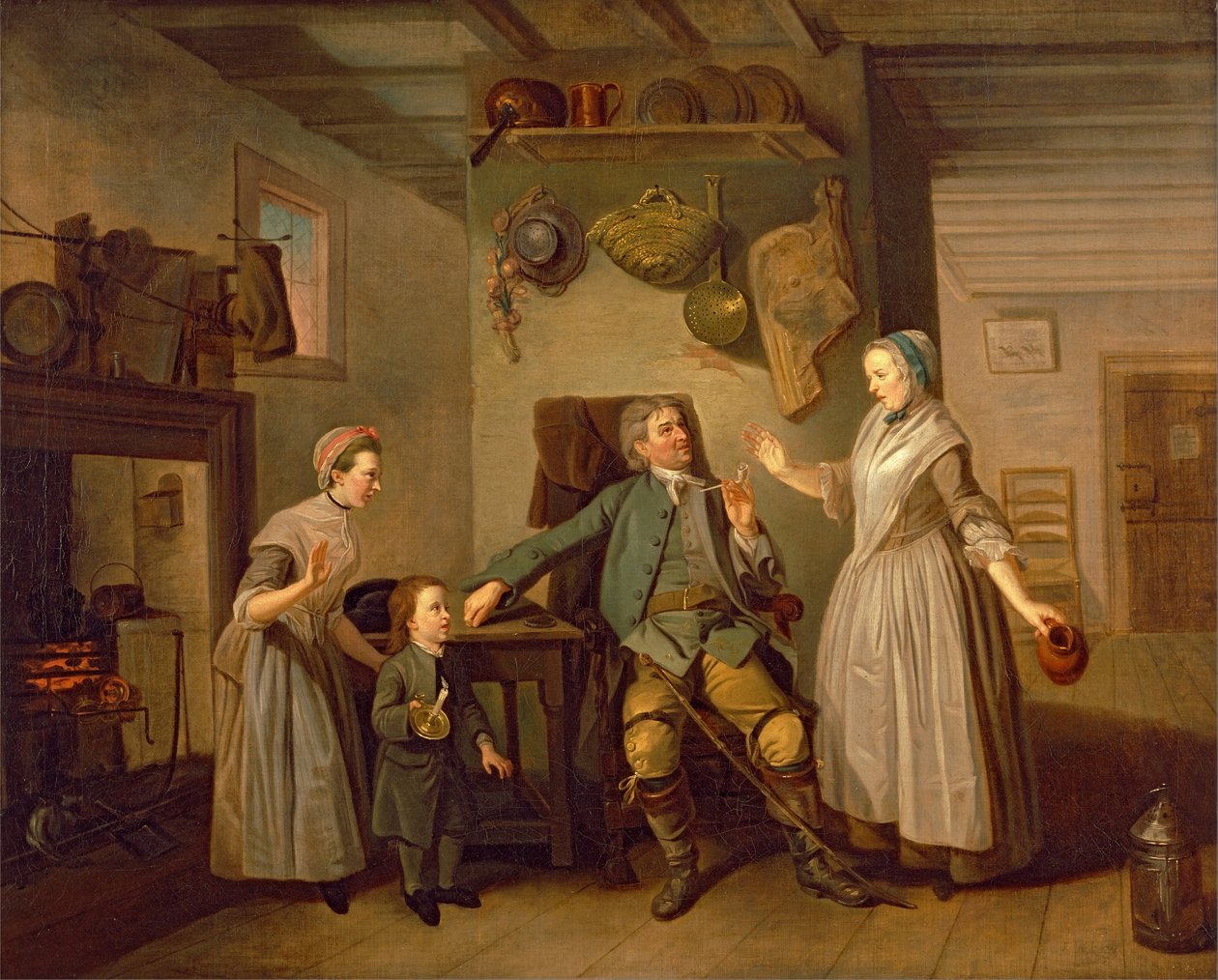 David Garrick a Mary Bradshaw ve filmu David Garricks The Farmers Return od Johan Joseph Zoffany