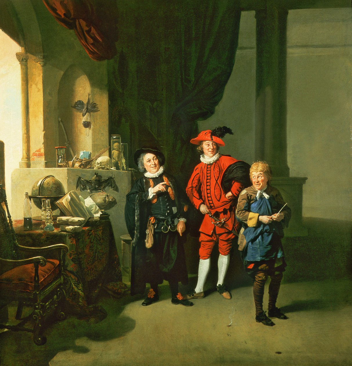 David Garrick s Williamem Burtonem a Johnem Palmerem ve filmu Alchymista od Bena Jonsona, 1770 od Johan Joseph Zoffany