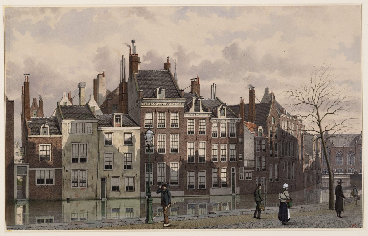 Nieuwezijdsvoorburgwal. Výkres. Amsterdam, městský archiv Amsterdam od Johan Rieke