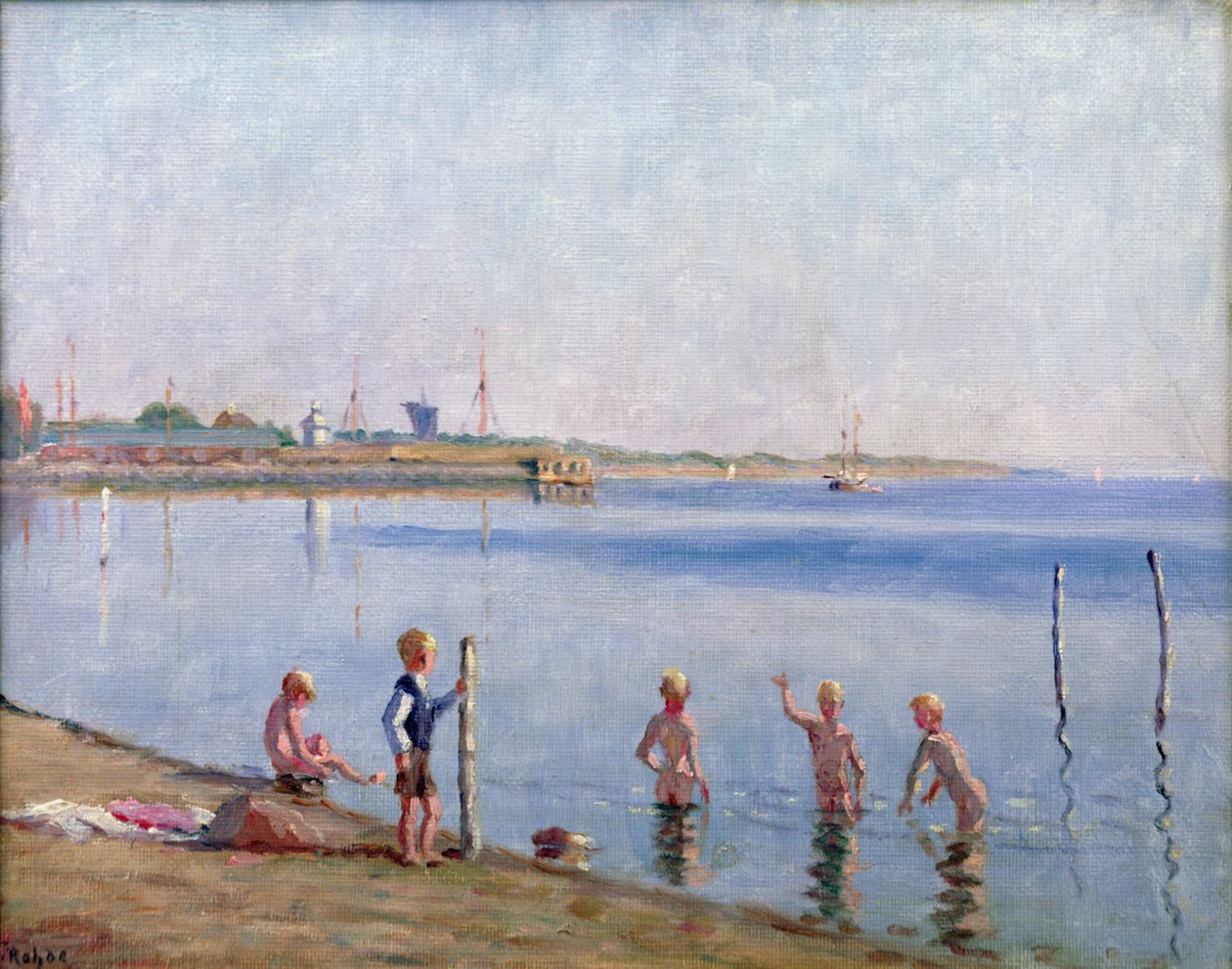 Chlapci na okraji vody od Johan Rohde